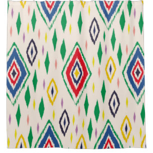 Ikat geometric folklore ornament with diamonds. Tr Shower Curtain