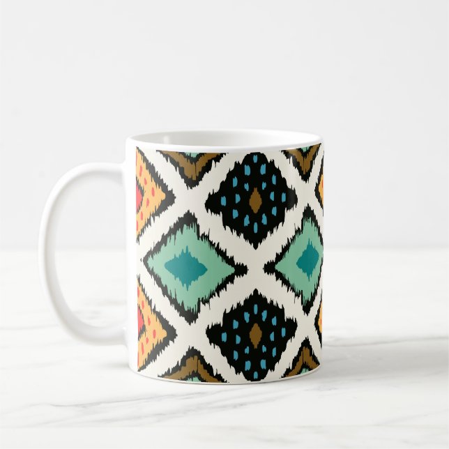 Ikat geometric, folklore tribal texture. coffee mug (Left)