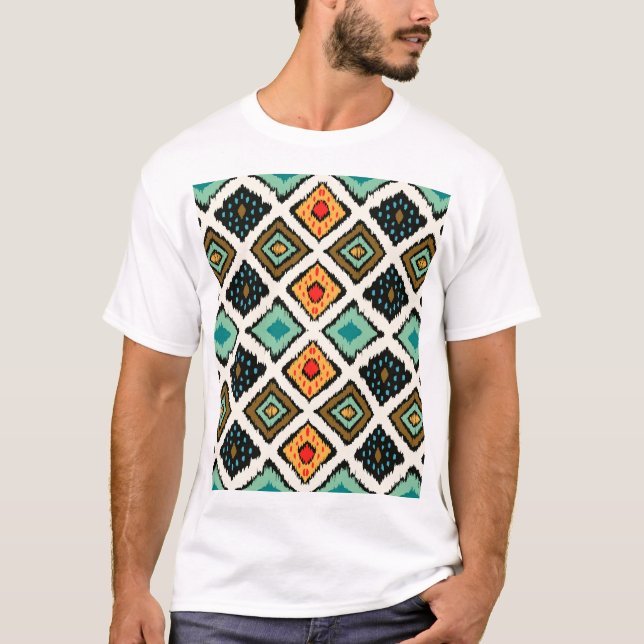 Ikat geometric, folklore tribal texture. T-Shirt (Front)