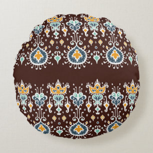 Ikat Inspiration: Oriental Elegance Round Pillow