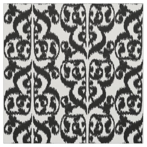 Ikat Moorish Damask _ black and white Fabric