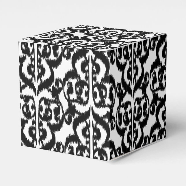 Ikat Moorish Damask - black and white Favor Boxes (Front Side)