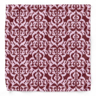 Ikat Moorish Damask - burgundy and pink Bandana