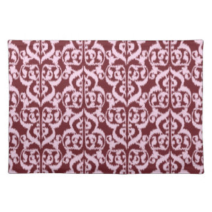 Ikat Moorish Damask - burgundy and pink Cloth Placemat