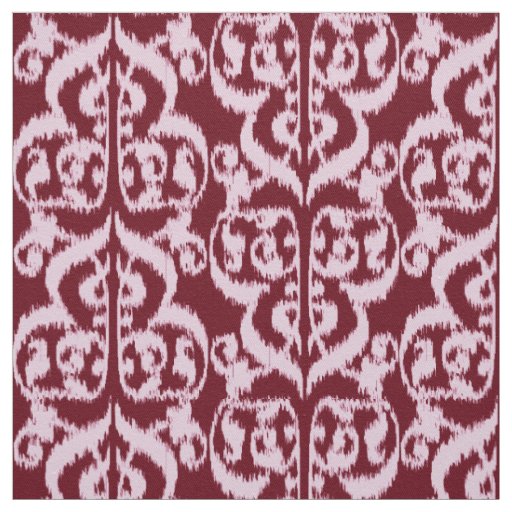 Ikat Moorish Damask - burgundy and pink. Fabric