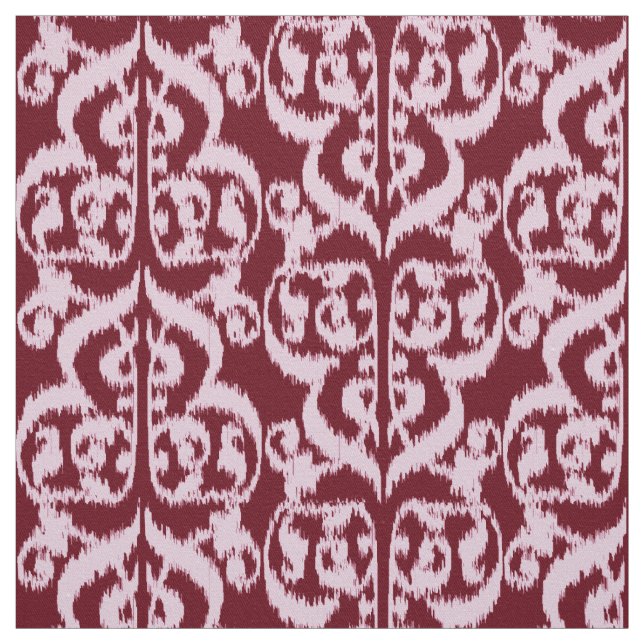 Ikat Moorish Damask - burgundy and pink. Fabric (Swatch)