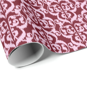 Ikat Moorish Damask - burgundy and pink. Wrapping Paper