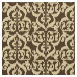 Ikat Moorish Damask - chocolate brown and tan Fabric