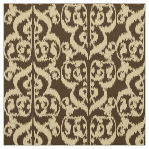 Ikat Moorish Damask _ chocolate brown and tan Fabric