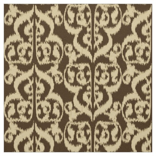 Ikat Moorish Damask - chocolate brown and tan Fabric