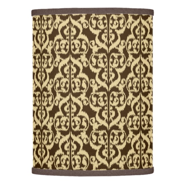 Ikat Moorish Damask - chocolate brown and tan Lamp Shade (Front)
