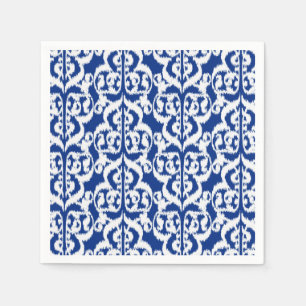 Ikat Moorish Damask - cobalt blue and white Paper Napkins