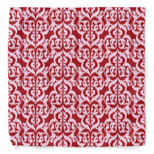 Ikat Moorish Damask - dark red and pink Bandana