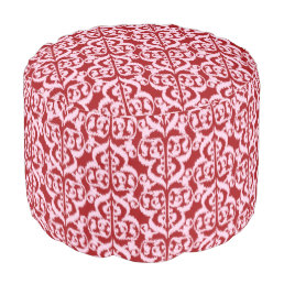 Ikat Moorish Damask - dark red and pink Pouf