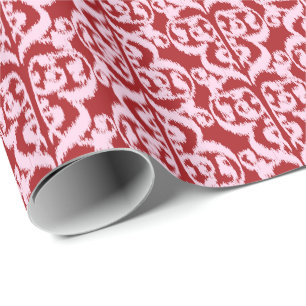 Ikat Moorish Damask - dark red and pink Wrapping Paper