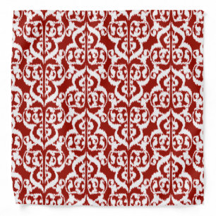 Ikat Moorish Damask - dark red and white Bandana