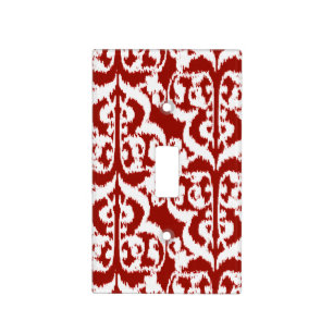 Ikat Moorish Damask - dark red and white Light Switch Cover