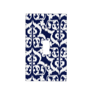 Ikat Moorish Damask - indigo and white Light Switch Cover