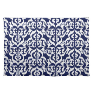 Ikat Moorish Damask - indigo and white Placemat