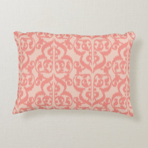 Ikat Moorish Damask - peach and coral pink Decorative Pillow