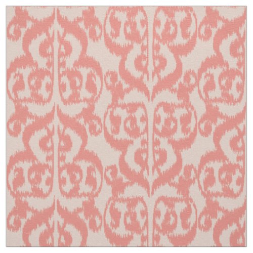 Ikat Moorish Damask _ peach and coral pink Fabric