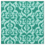Ikat Moorish Damask - peacock and aqua Fabric