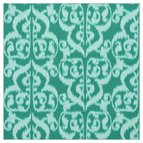 Ikat Moorish Damask _ peacock and aqua Fabric