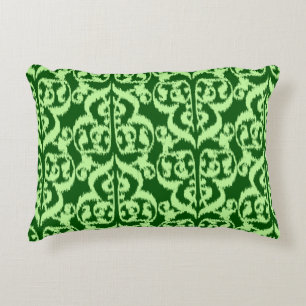 Ikat Moorish Damask - pine and mint green Decorative Pillow