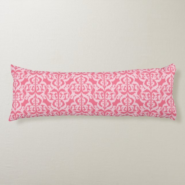 Ikat Moorish Damask - shades of coral pink Body Pillow (Front)