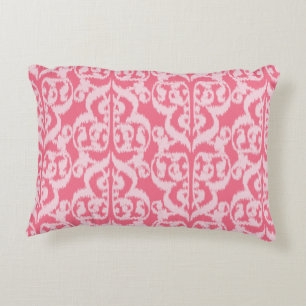 Ikat Moorish Damask - shades of coral pink Decorative Pillow