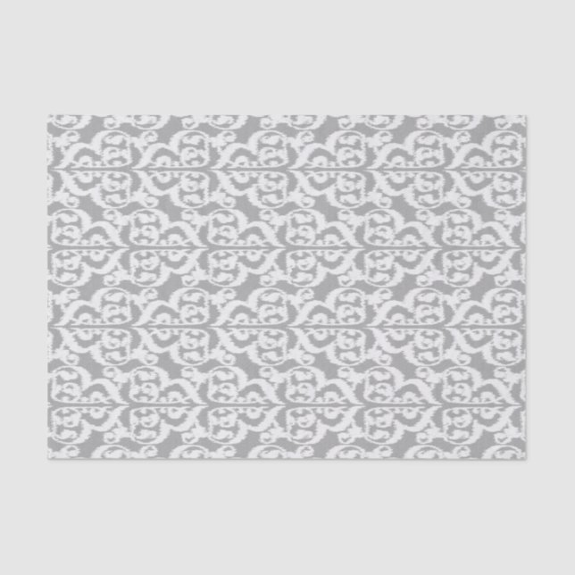 Ikat Moorish Damask - silver gray and white Tissue Paper (Front)