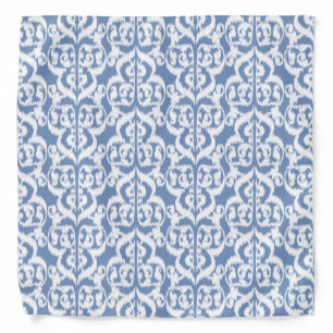 Ikat Moorish Damask - sky blue and white Bandana