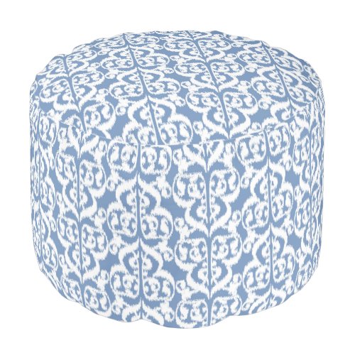 Ikat Moorish Damask _ sky blue and white Pouf