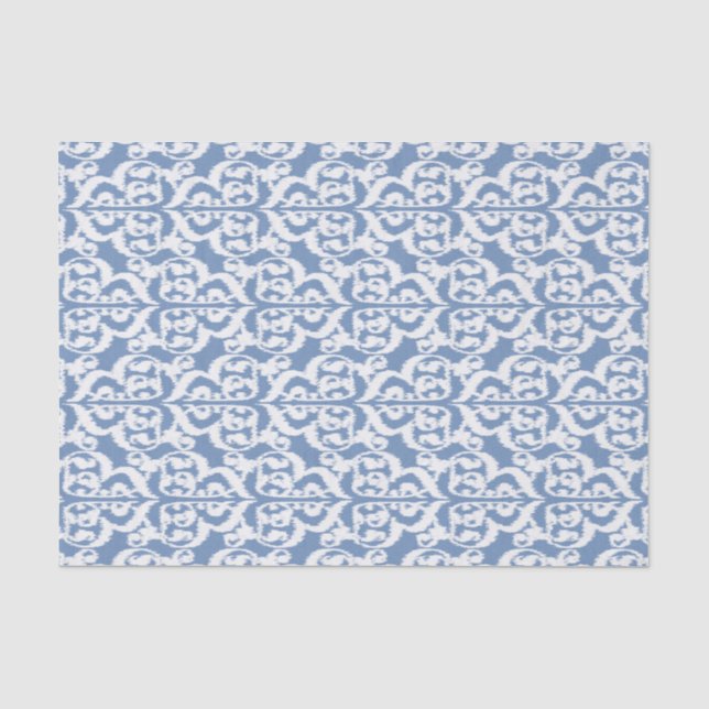 Ikat Moorish Damask - sky blue and white Tissue Paper (Front)
