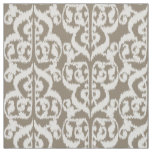 Ikat Moorish Damask - taupe tan and white Fabric