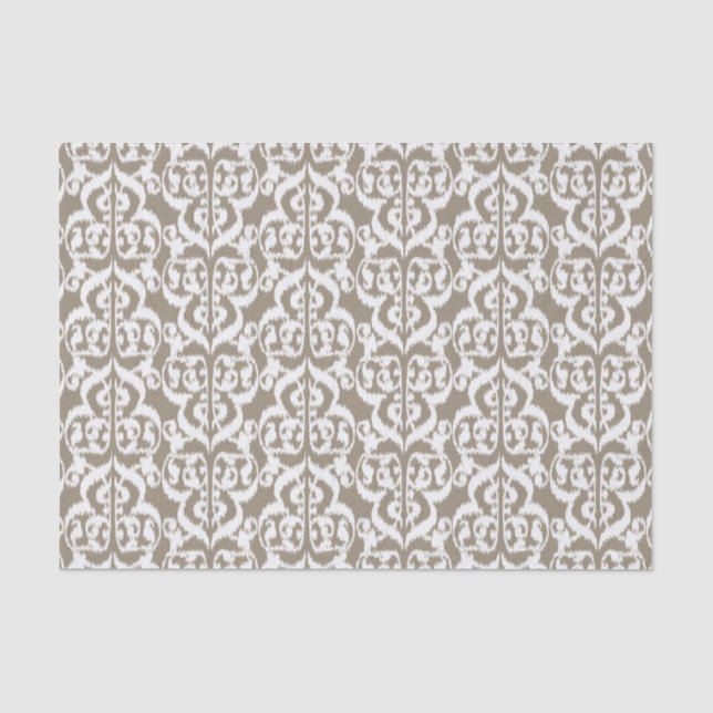 Ikat Moorish Damask - taupe tan and white Tissue Paper (Front)