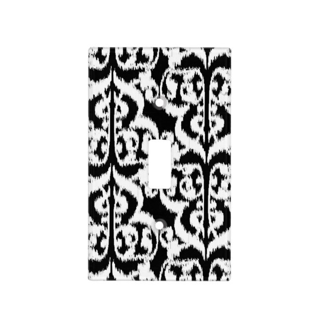 Ikat Moorish Damask - white and black Light Switch Cover (Front)