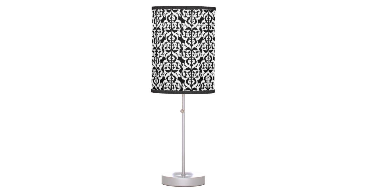 Ikat Moorish Damask white and black Table Lamp Zazzle
