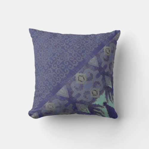 IKAT Navy Grey Vintage Inspired Tribal Diagonal Throw Pillow