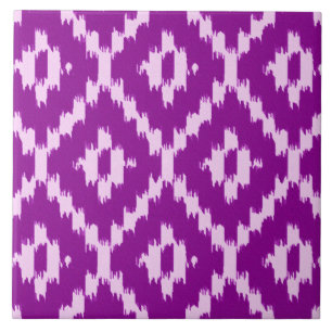 Ikat pattern - Amethyst purple and orchid Ceramic Tile