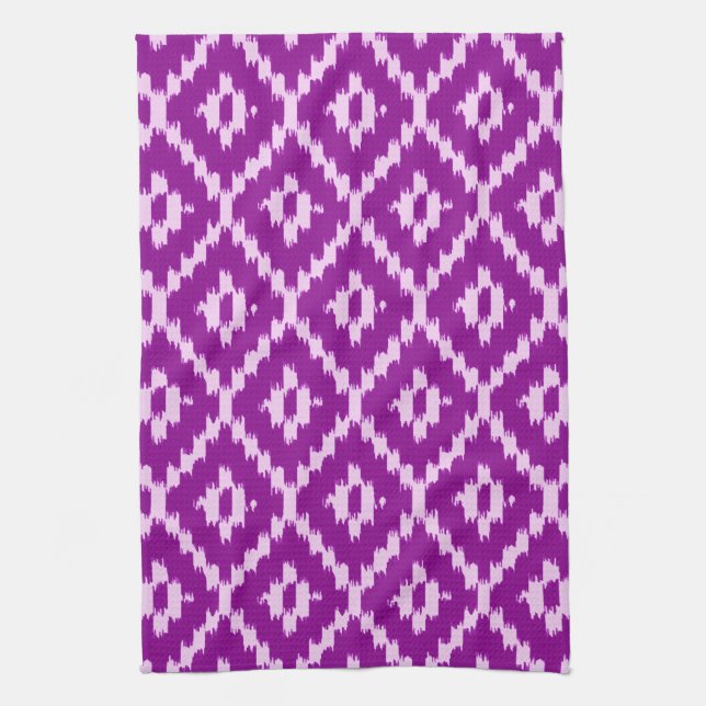 Ikat pattern - Amethyst purple and orchid Kitchen Towel (Vertical)