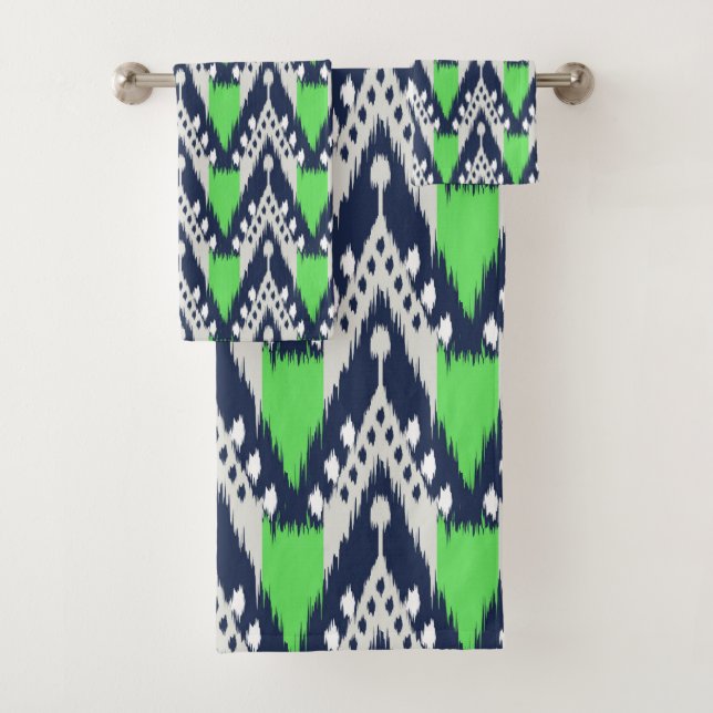 Ikat Pattern Bath Towel Set (Insitu)