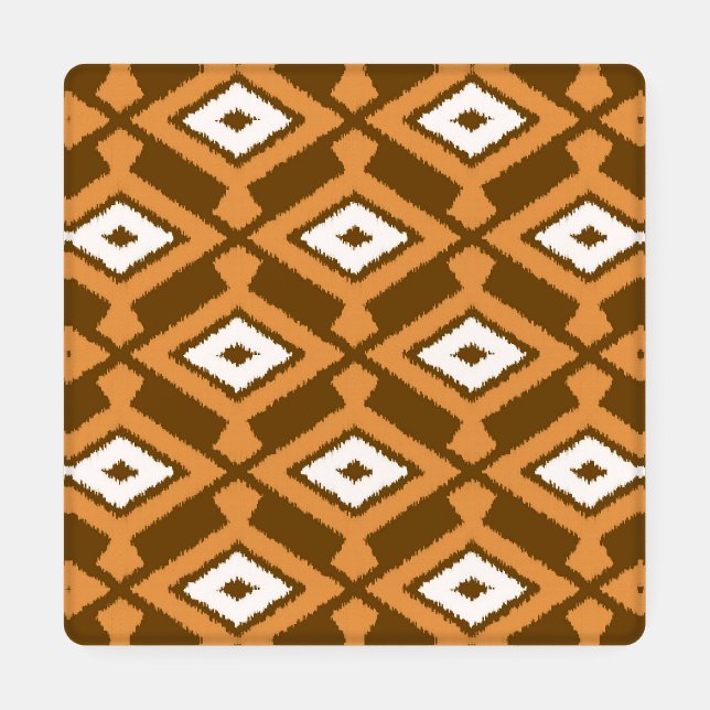 Ikat Pattern, Brown, Rust and Cream Coaster Set (Single)
