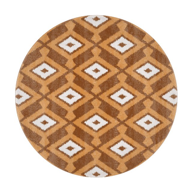 Ikat Pattern - Brown, Rust and Cream Cutting Board (Front)