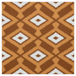 Ikat Pattern - Brown, Rust and Cream Fabric