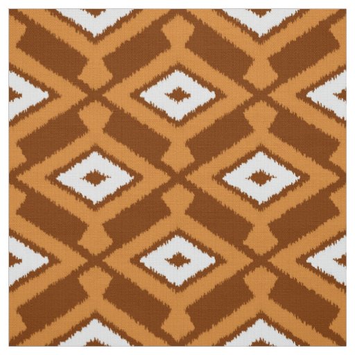 Ikat Pattern - Brown, Rust and Cream Fabric