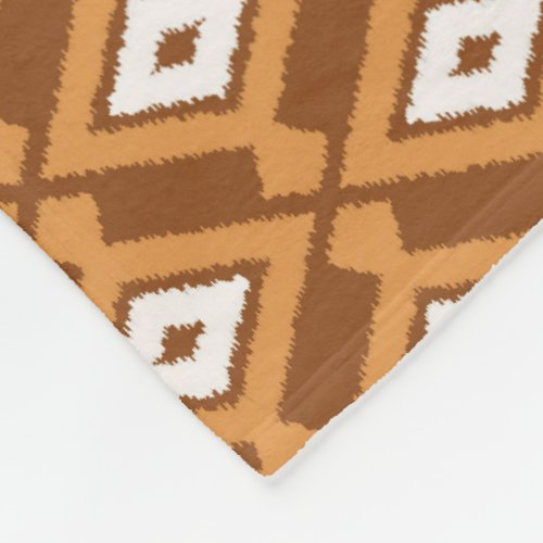 Ikat Pattern _ Brown Rust and Cream Fleece Blanket