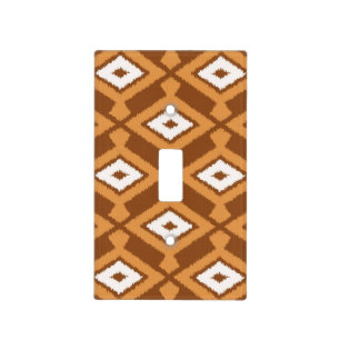 Ikat Pattern - Brown, Rust and Cream Light Switch Cover