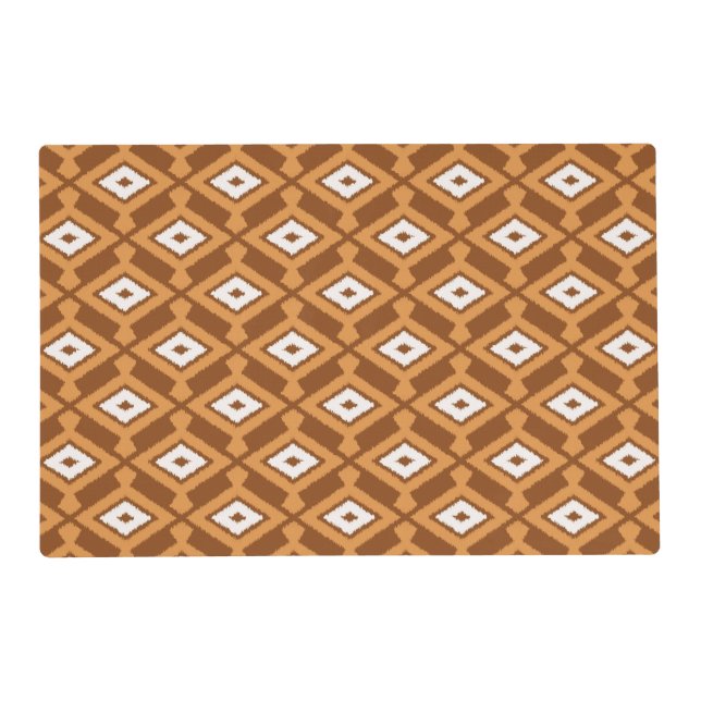 Ikat Pattern - Brown, Rust and Cream Placemat (Front)