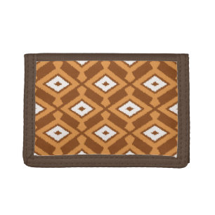 Ikat Pattern - Brown, Rust and Cream Trifold Wallet